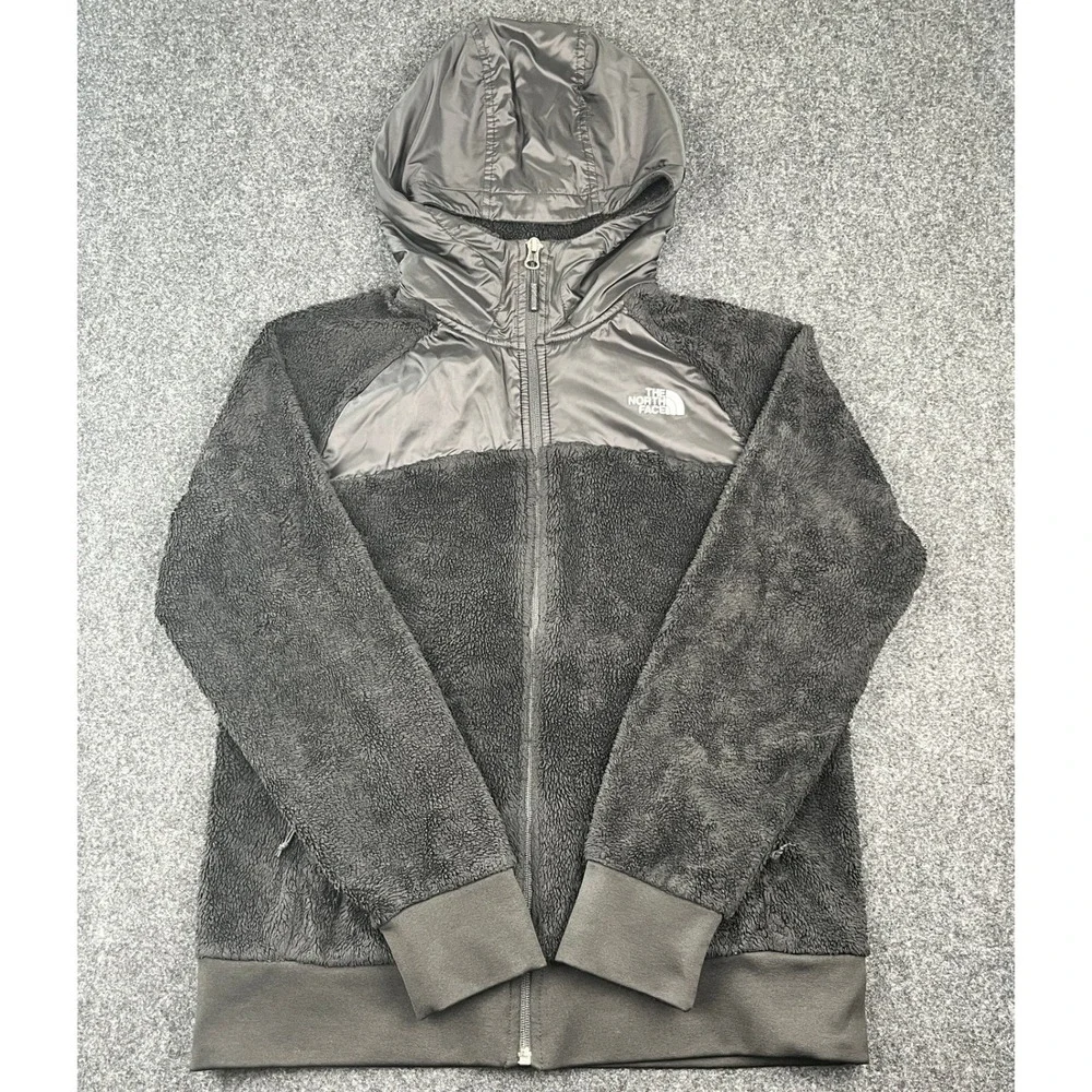The North Face‎ Mens Gray High Pile Fleece Full Zip Hooded Jacket Size Medium